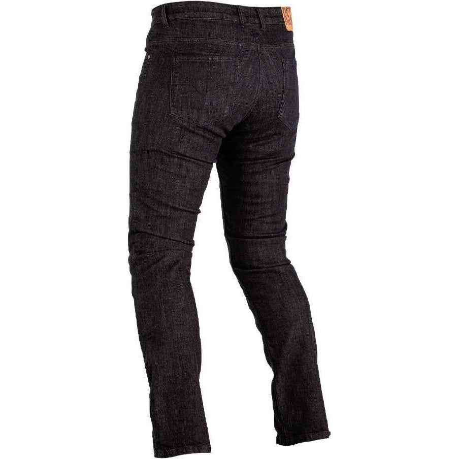 Black motorcycle pants on a white background