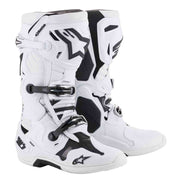 White motocross boots with black accents on a white background