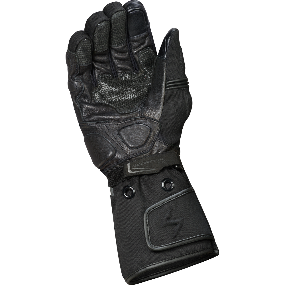 Black motorcycle glove on a white background