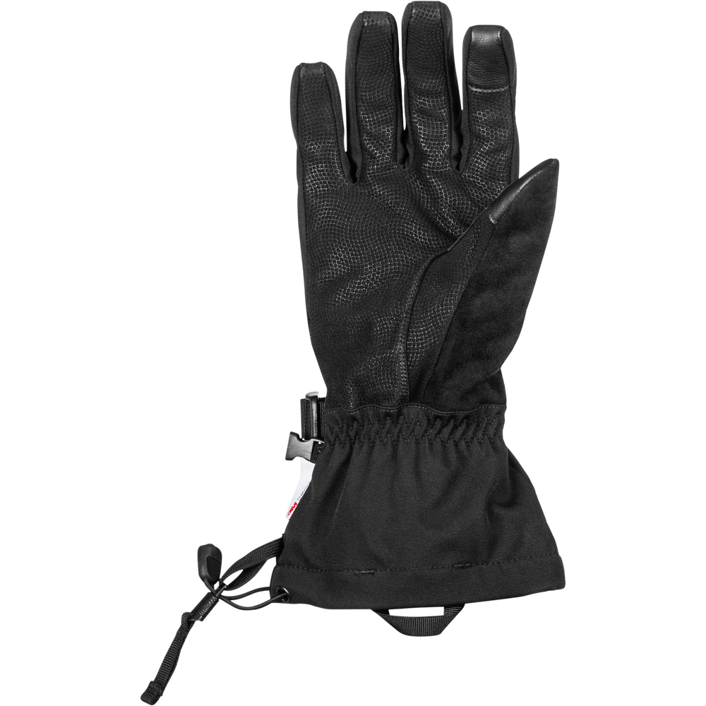 Black glove with a buckle on a white background