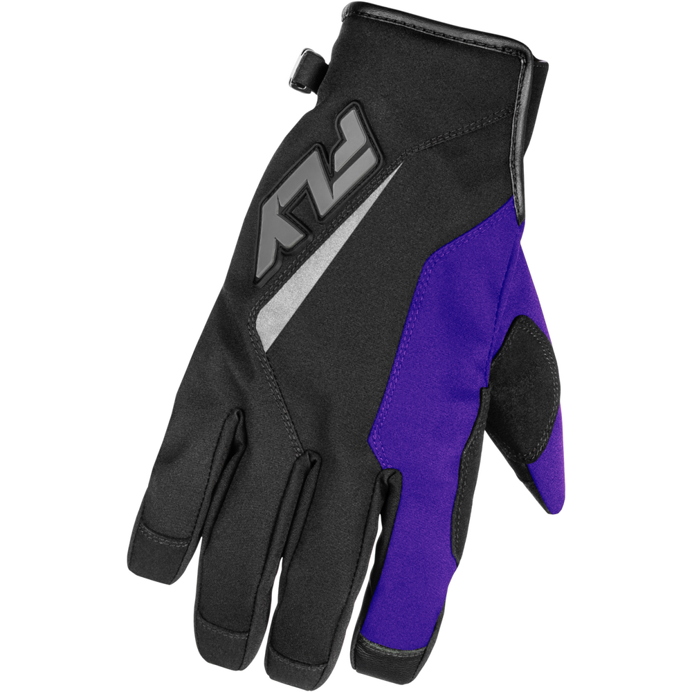 Black and purple glove with a visible brand logo on a white background