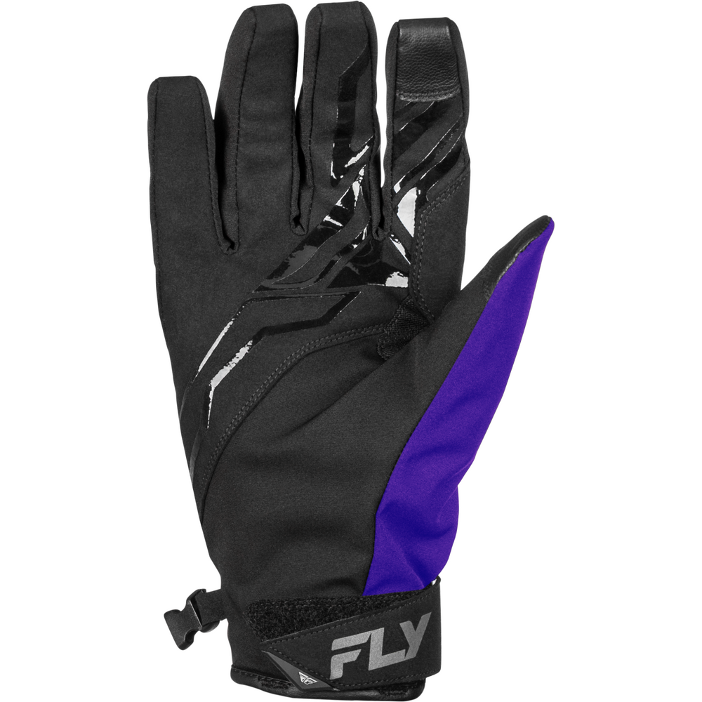 Black glove with purple accents on a white background