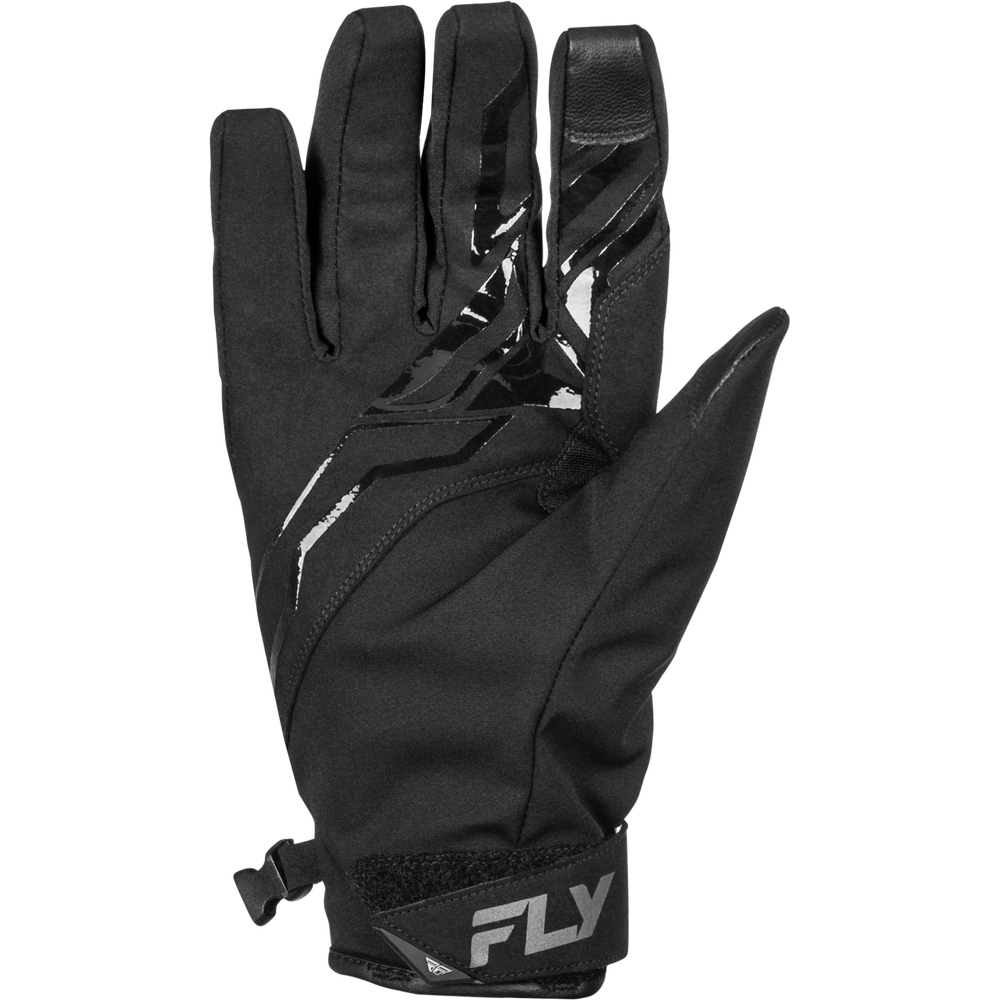 Black glove with Fly logo on a white background