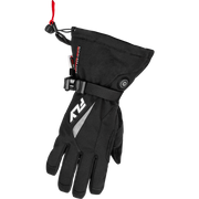 Black glove with a brand logo on a white background