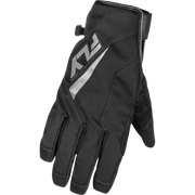 Black glove with a brand logo on a white background