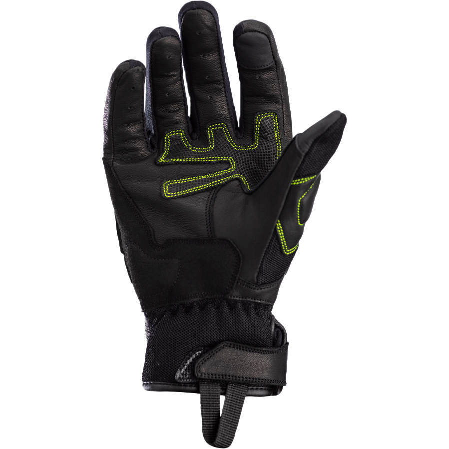 Black glove with green accents on a white background