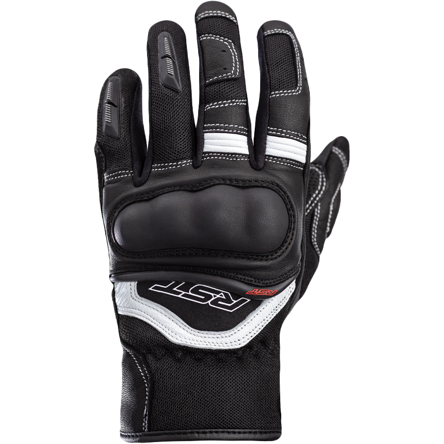 Black and gray glove with white accents on a white background