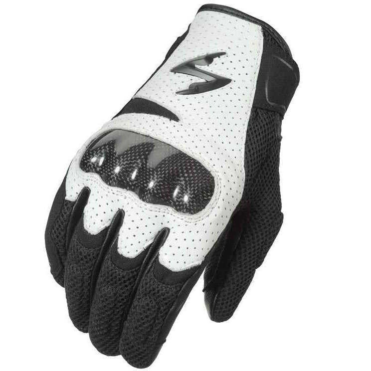 White and black glove with brand logo on a white background