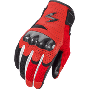 Red and black motorcycle glove on a white background