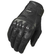 Black motorcycle glove on a white background
