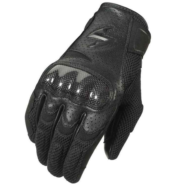 Black motorcycle glove on a white background