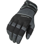 Black and gray glove with Scorpion branding on a white background