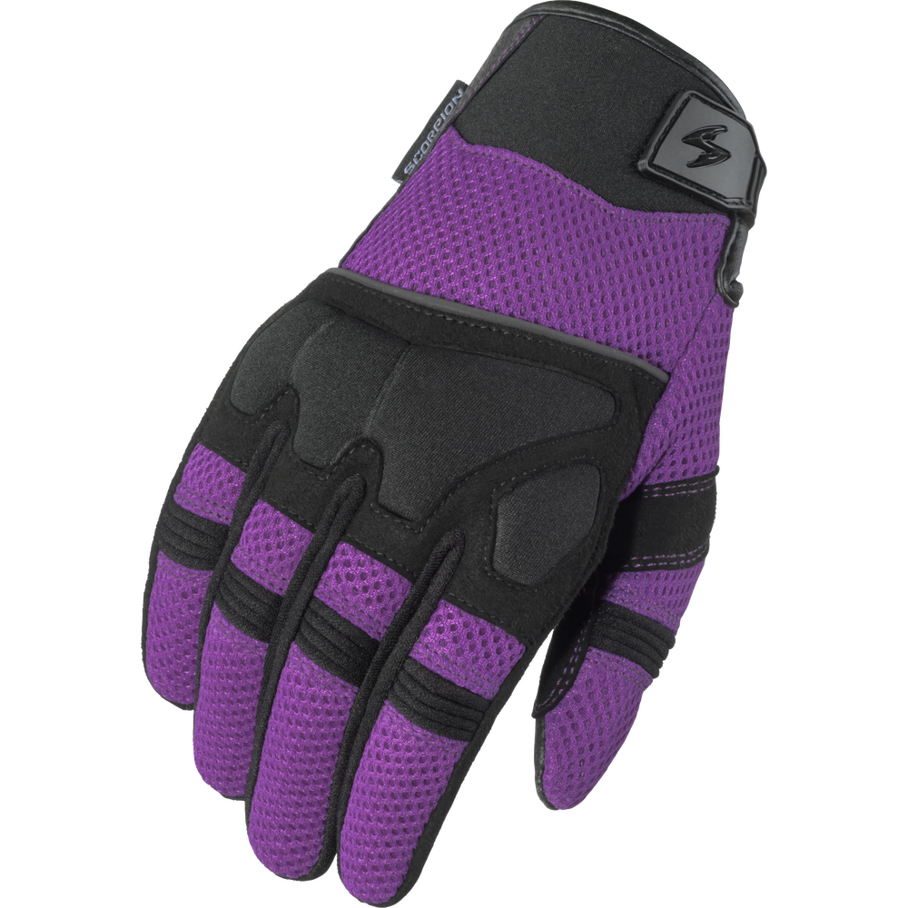Purple and black glove on a white background