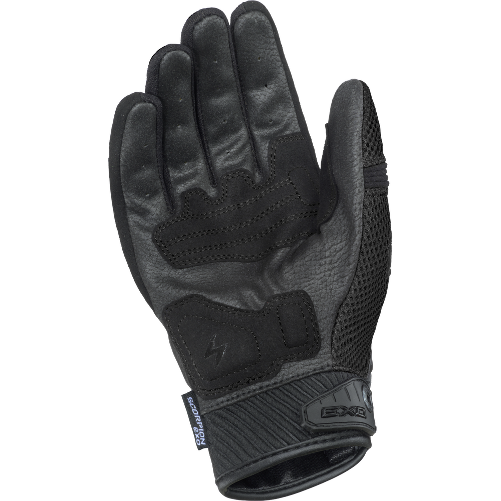 Black glove with text on a white background