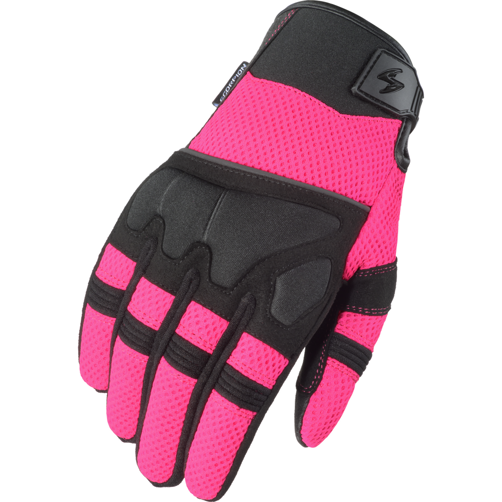 Pink and black glove on a white background