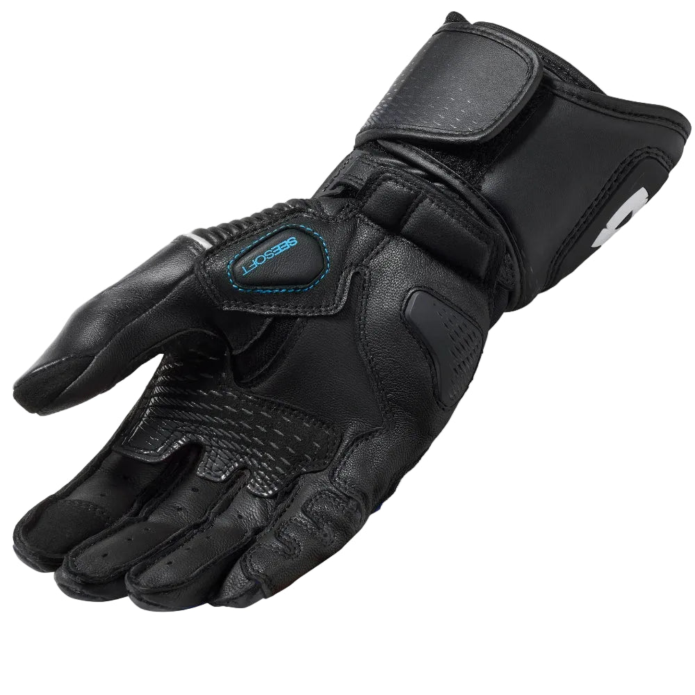 Black leather glove on a white background