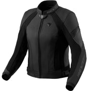 Black motorcycle jacket on a light gray background