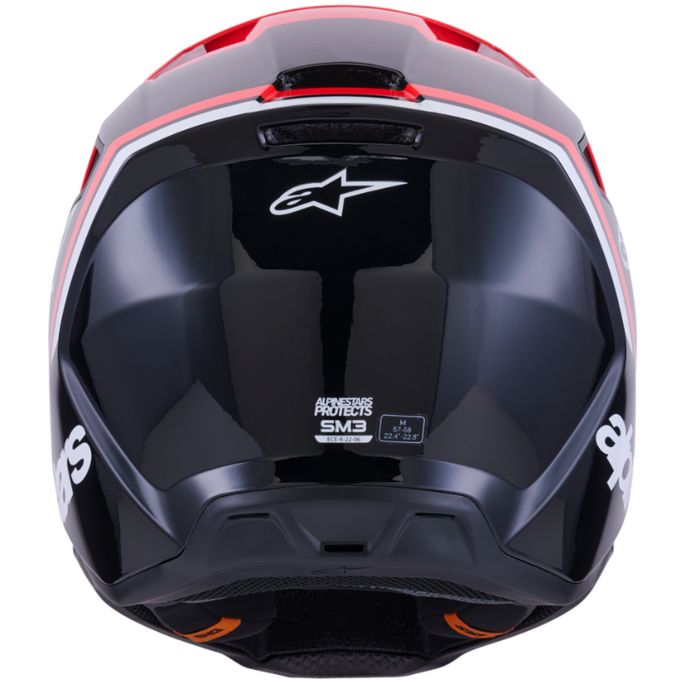Black and red motorcycle helmet with a brand logo on a white background