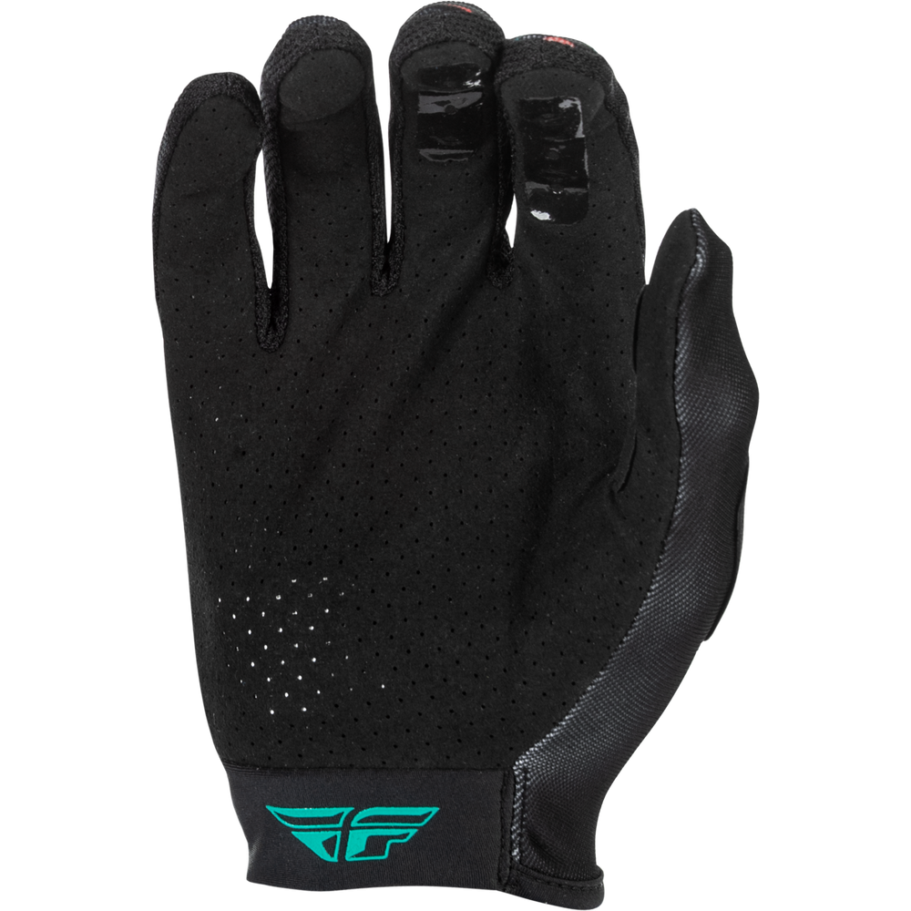 Black glove with a brand logo on a white background