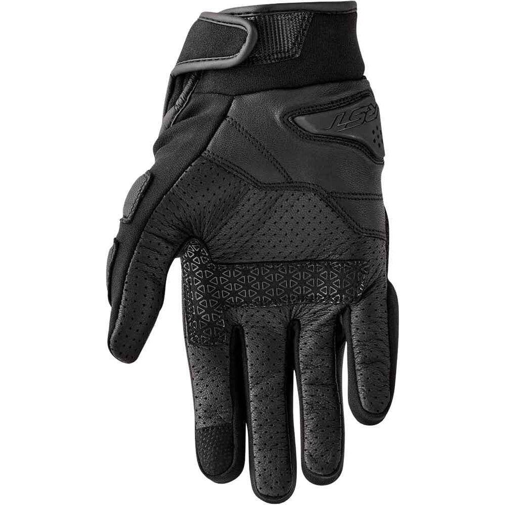 Black tactical glove on a white background