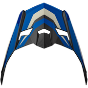 Blue and black motorcycle off-road helmet peak visor with white accents on a white background
