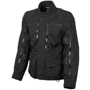 Black motorcycle jacket with Scorpion branding on a white background