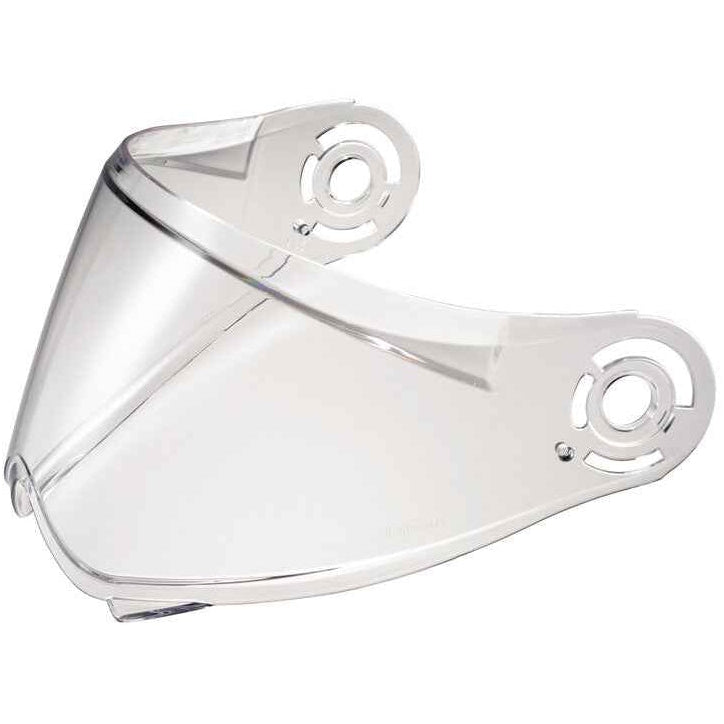 Clear motorcycle visor on a white background