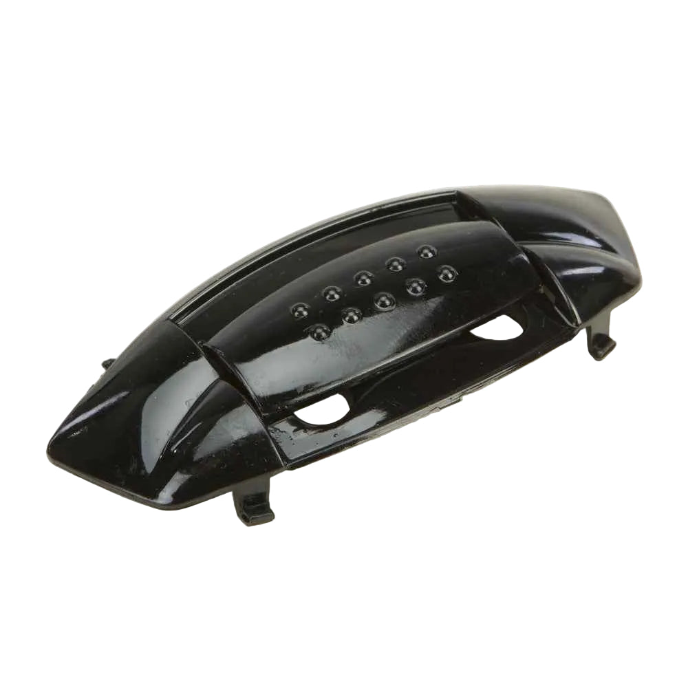 Black plastic car part on a white background