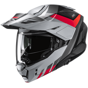Motorcycle helmet with a red and black design on a transparent background