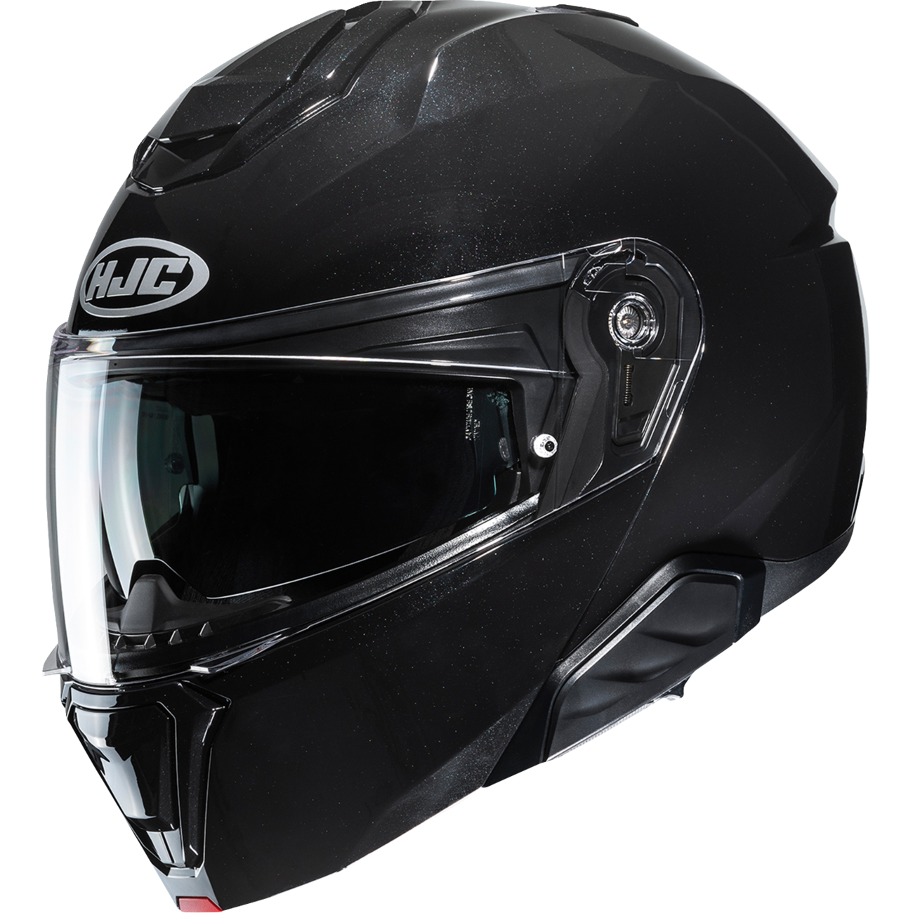 A black full-face motorcycle helmet with a clear visor, featuring the AHC logo on the side, shown against a plain white background.